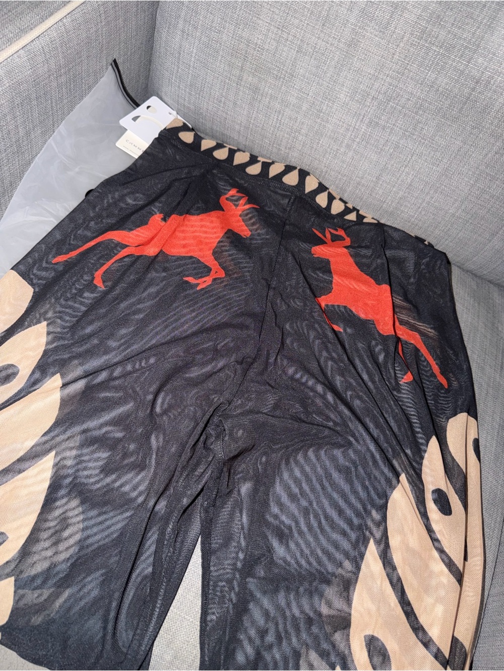 Commense Sheer Wide-Leg Coverup Pants in Black, Gold and Red - Picture 4 of 5